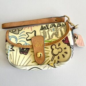 Dooney & Bourke Disney parks sketch wristlet castle mickey Cheshire Cat leather